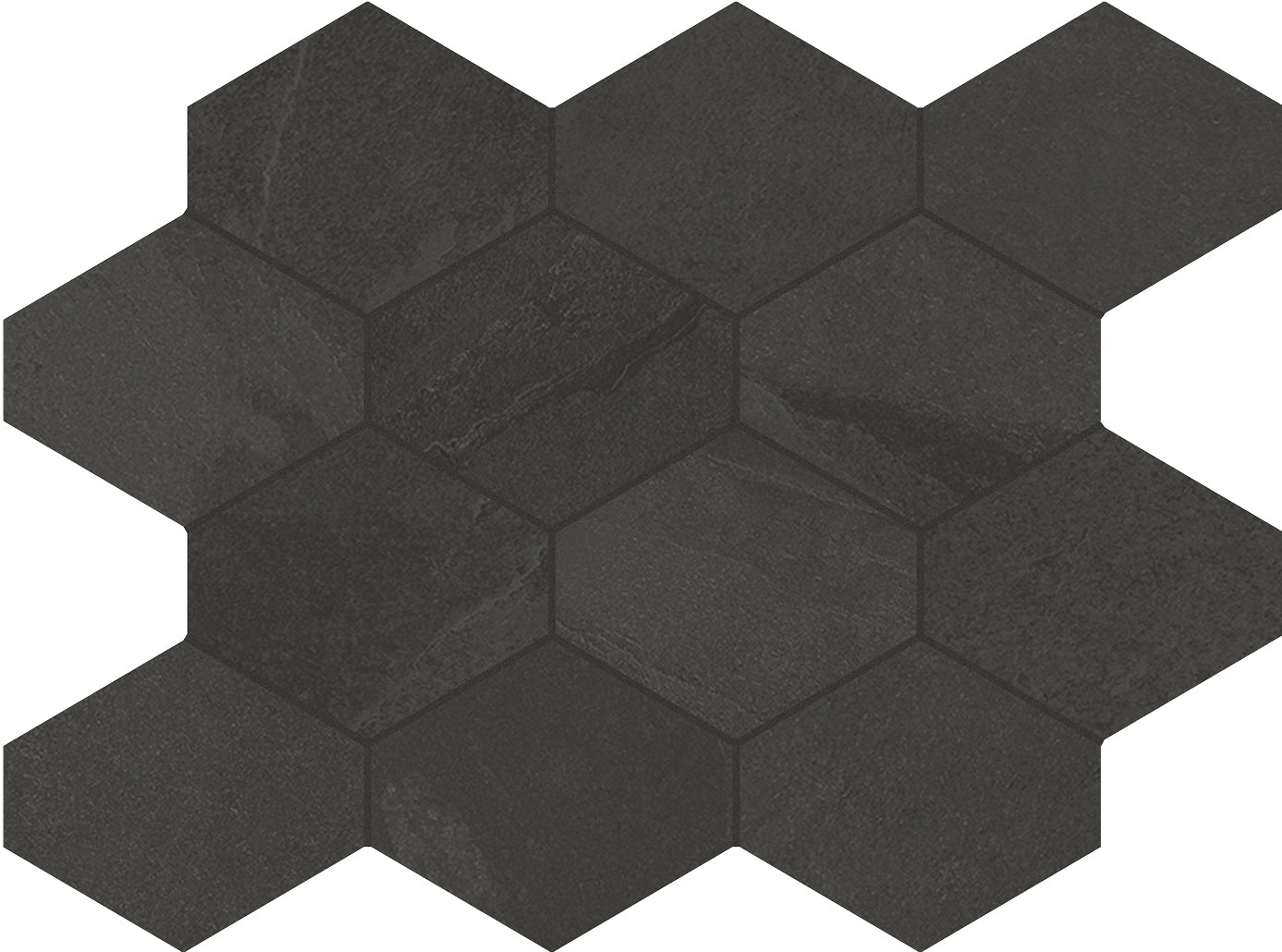 Dlažba Brazilian Slate rail black hexagon 25x34
