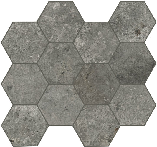 Dlažba Debris soot hexagon 30x34