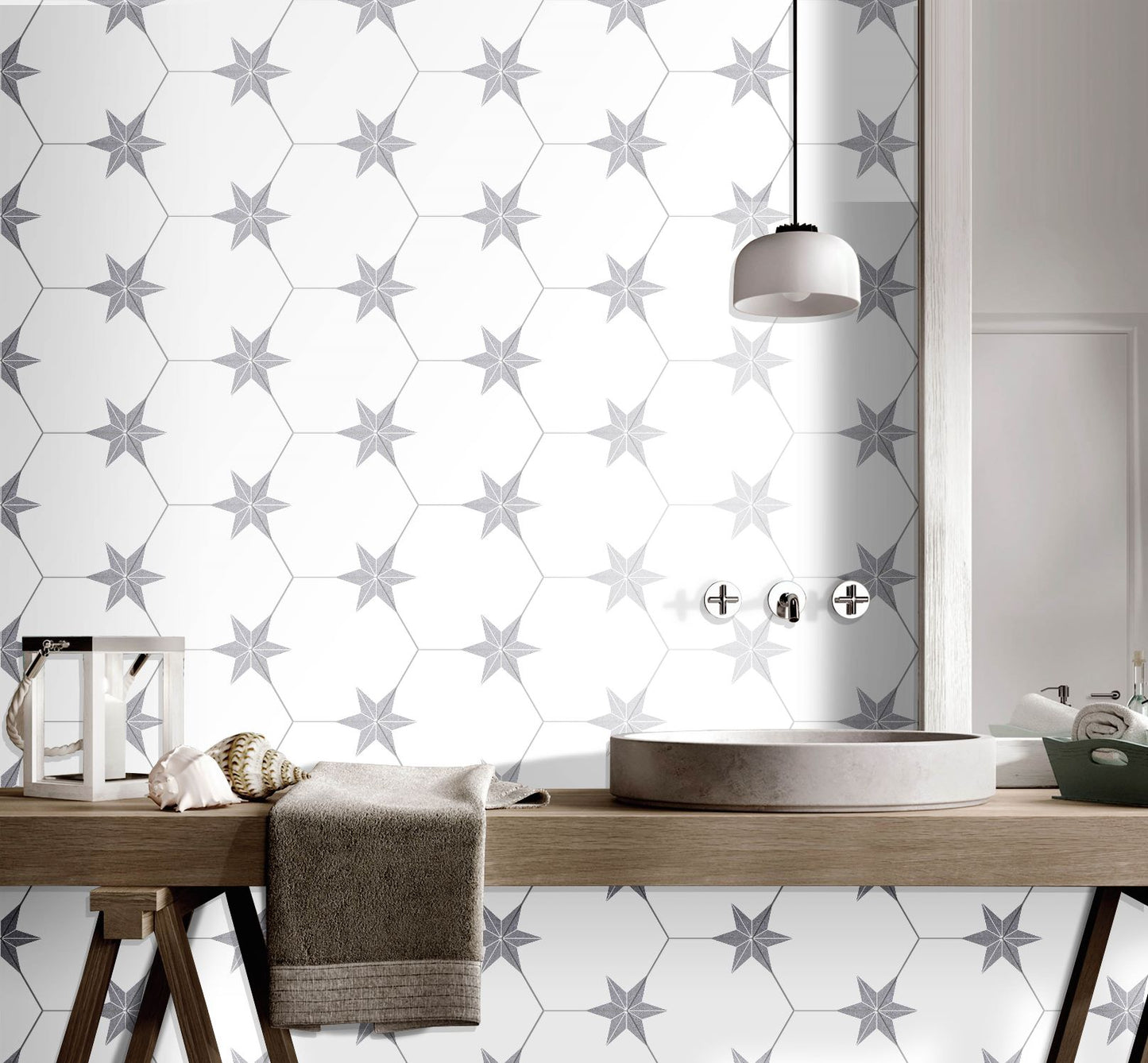 Dlažba Stella Silver Hex 25