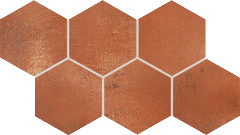 Dlažba Via red-brown hexagon Rekt. 21x37