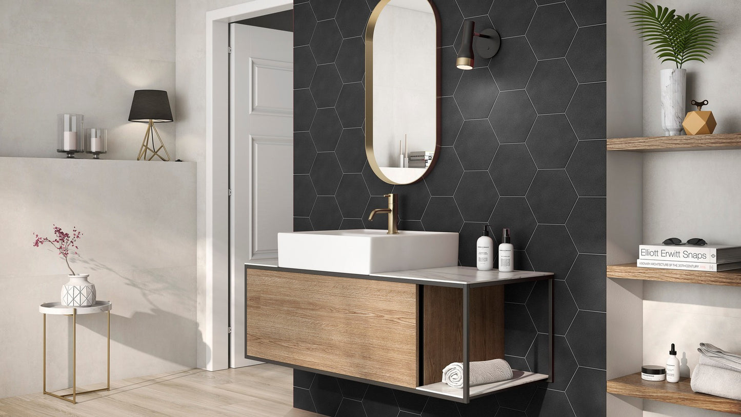 Dlažba Mayfair Negro Hexagon mat 19,8×22,8