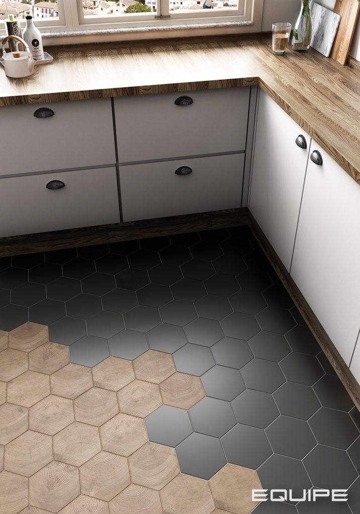 Hexagon Negro mate Hexatile 17,5x20