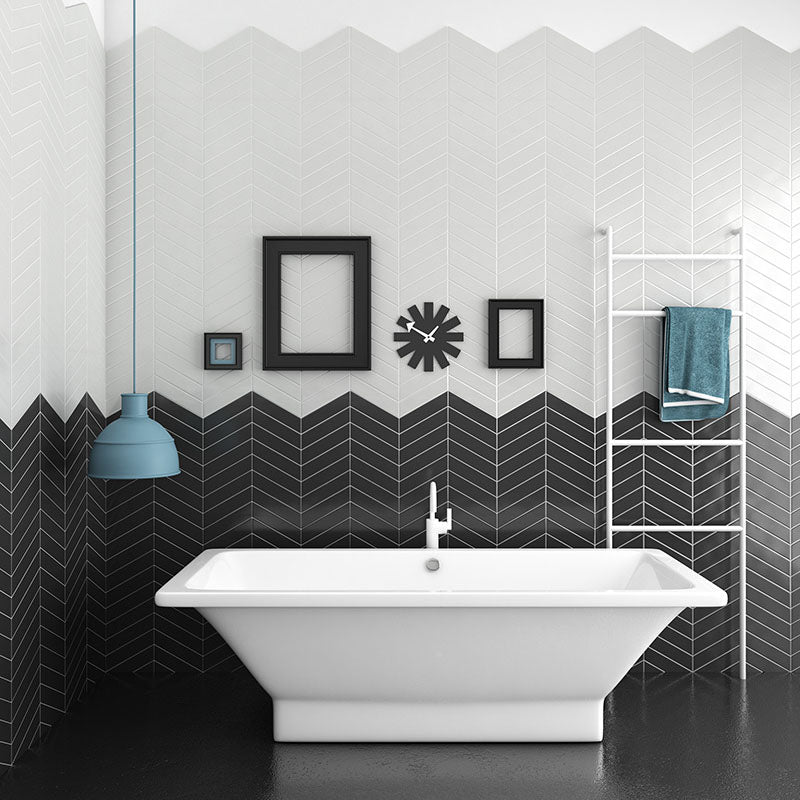 Obklad Chevron Wall Black Matt Right 5,2x18,6