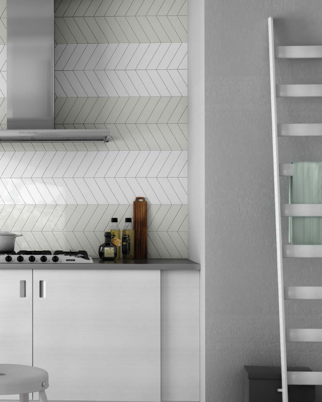 Obklad Chevron Wall White Matt Right 5,2x18,6