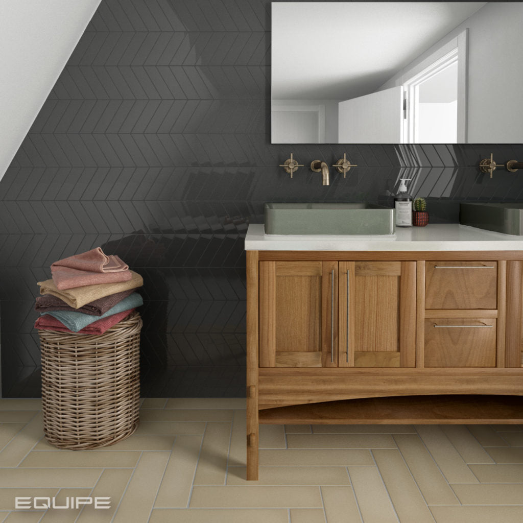 Obklad Chevron Wall Dark Grey Right 5,2x18,6