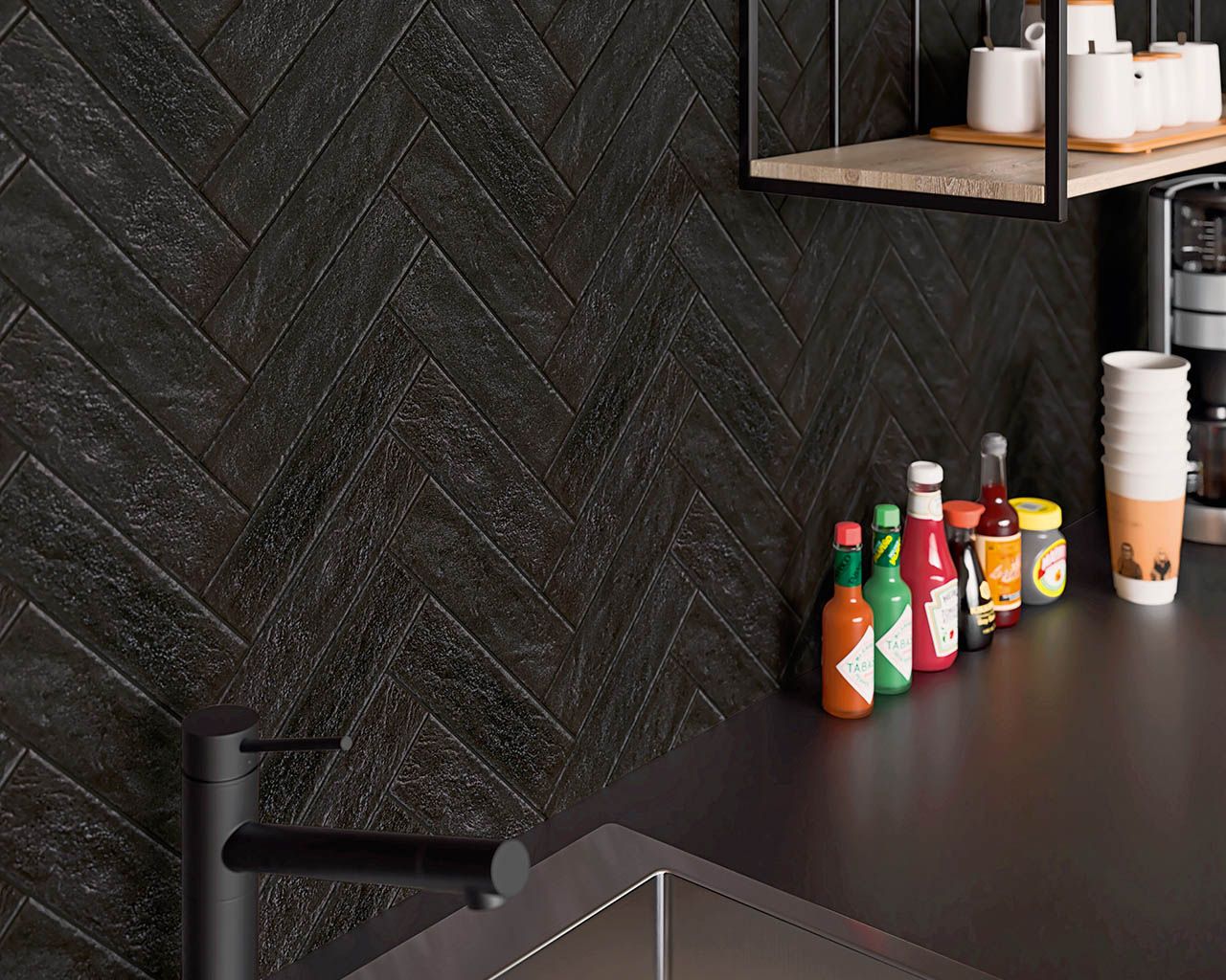 Obkladový Pásek Scandiano Nero 6,6x24,5