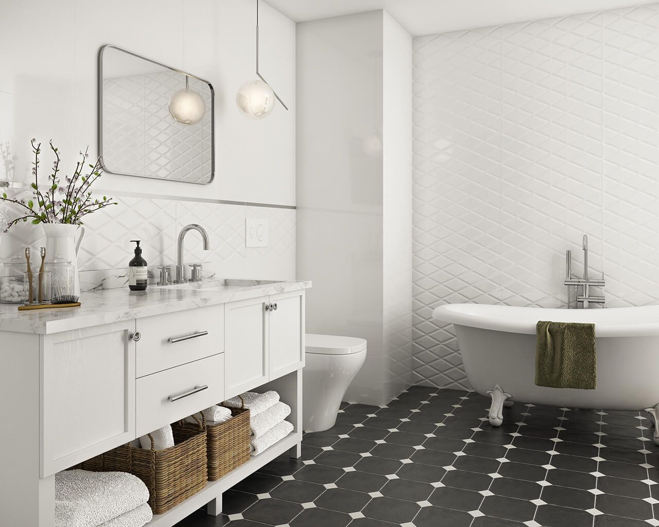 Dlažba Modern Bianco Taco 4,8x4,8