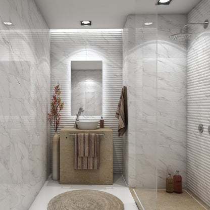 Obklad Carrara Relieve Stripe Albinegro Brillo G 20x60